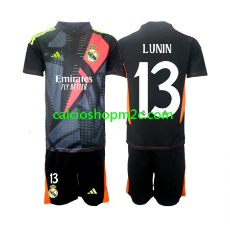 Real Madrid Andriy Lunin 13 Portiere Bambino Maglia Trasferta 2024/2025 Manica Corta